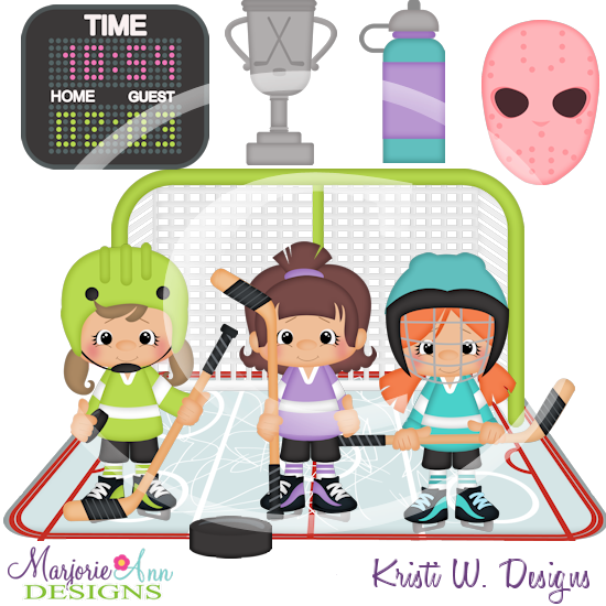 Hockey Girls SVG Cutting Files Includes Clipart - Click Image to Close